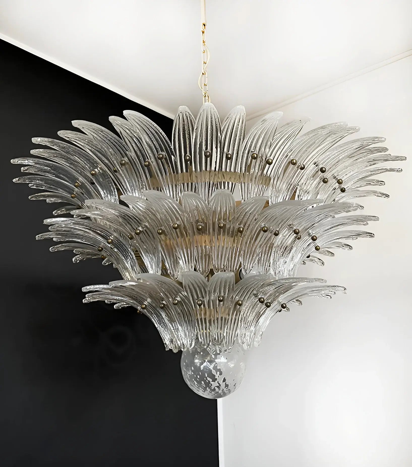 Beautifully Murano Palmette Transparent Chandelier