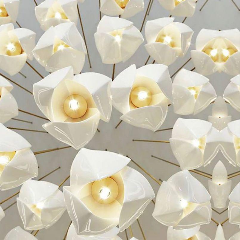 Petal Prism Designer Inspired Large Bloom Ceramic Chandelier