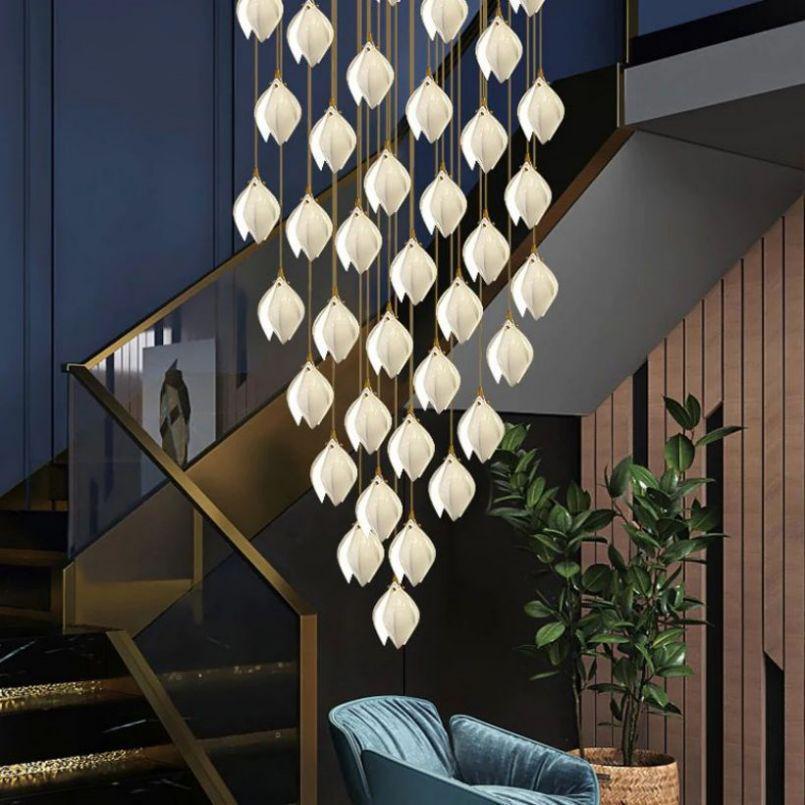 Petal Prism Designer Inspired Large Bloom Ceramic Chandelier