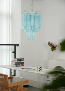 Blue Murano Glass Tube Chandelier
