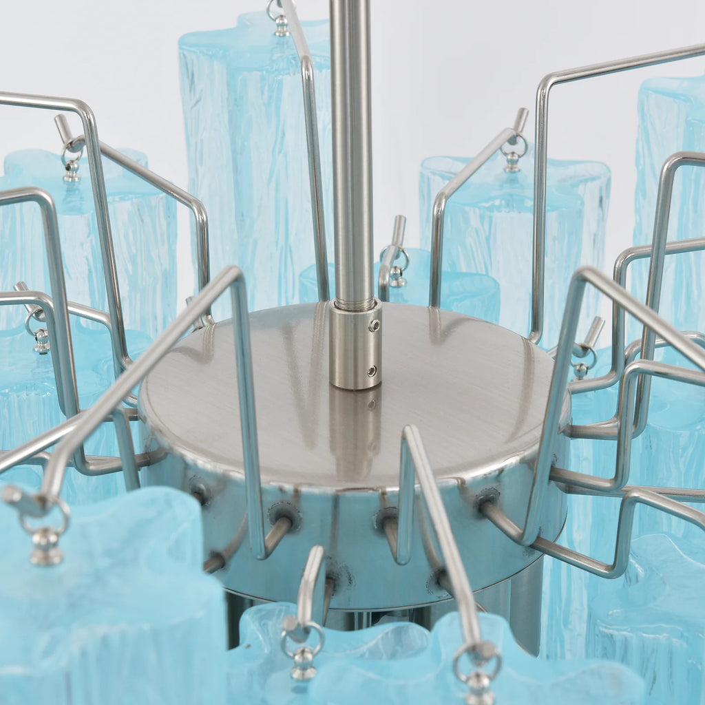 Blue Murano Glass Tube Chandelier