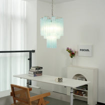 Blue Murano Glass Tube Chandelier