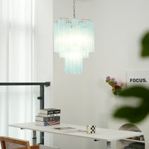 Blue Murano Glass Tube Chandelier