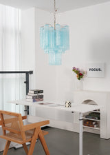 Blue Murano Glass Tube Chandelier