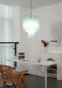Blue Murano Glass Tube Chandelier
