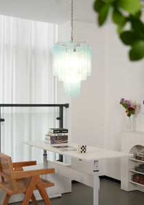 Blue Murano Glass Tube Chandelier