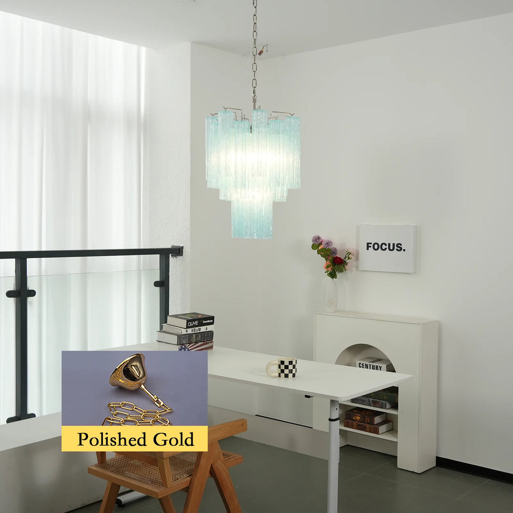 Blue Murano Glass Tube Chandelier