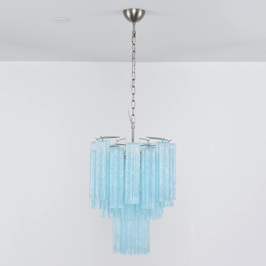 Blue Murano Glass Tube Chandelier