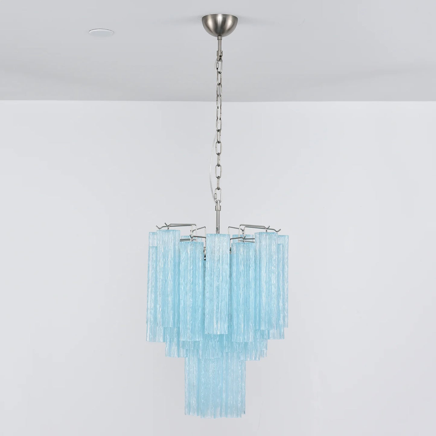 Blue Murano Glass Tube Chandelier