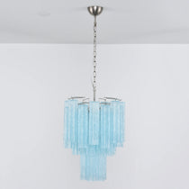 Blue Murano Glass Tube Chandelier