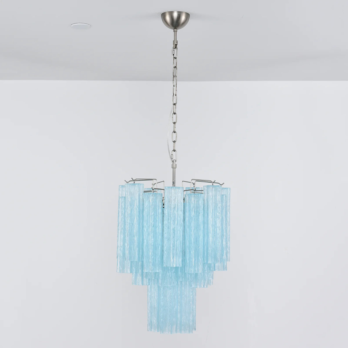 Blue Murano Glass Tube Chandelier