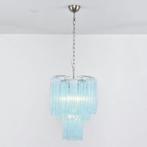 Blue Murano Glass Tube Chandelier