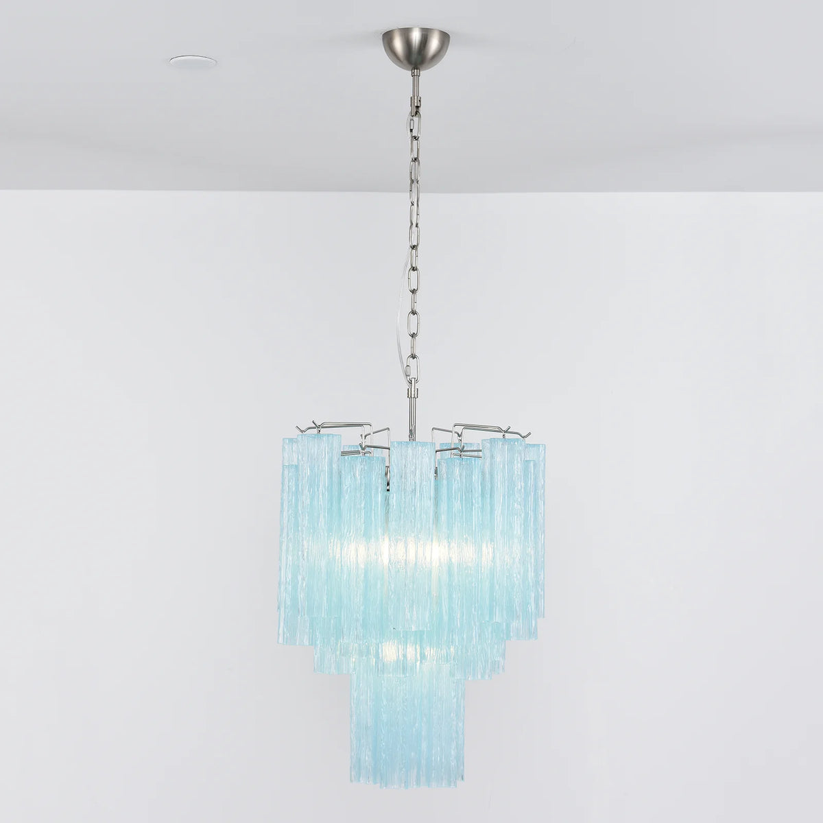 Blue Murano Glass Tube Chandelier