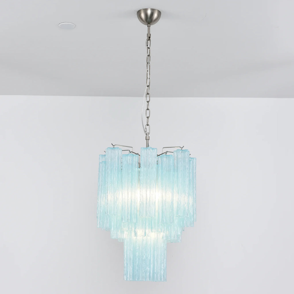 Blue Murano Glass Tube Chandelier