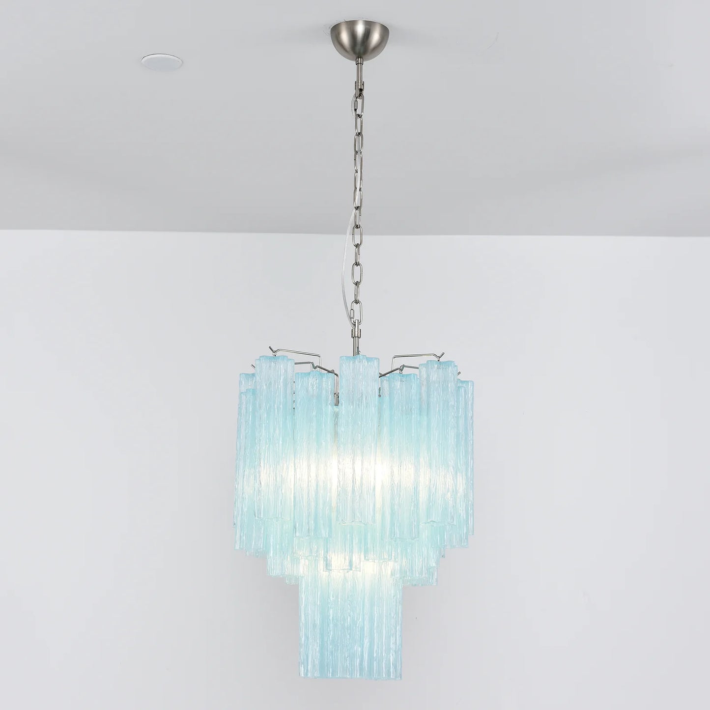 Blue Murano Glass Tube Chandelier