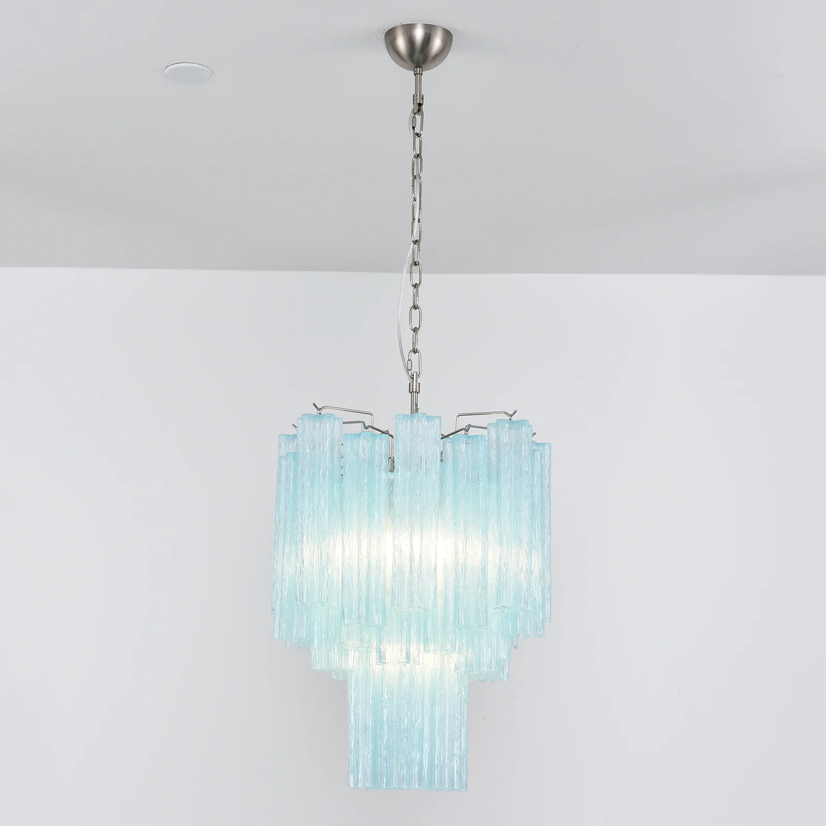 Blue Murano Glass Tube Chandelier