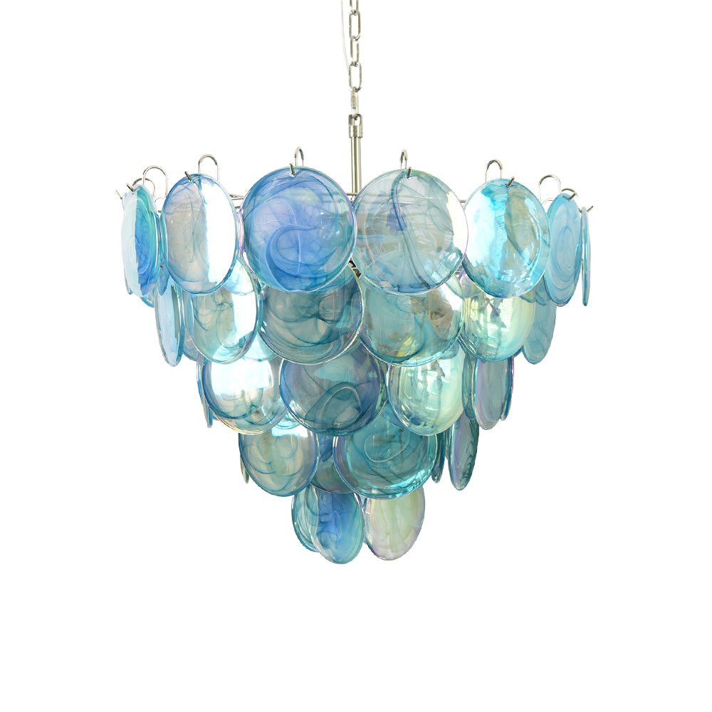 Blue Murano Glass Disc Chandelier