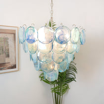 Blue Murano Glass Disc Chandelier