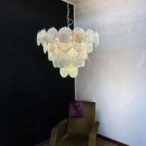 Blue Murano Glass Disc Chandelier