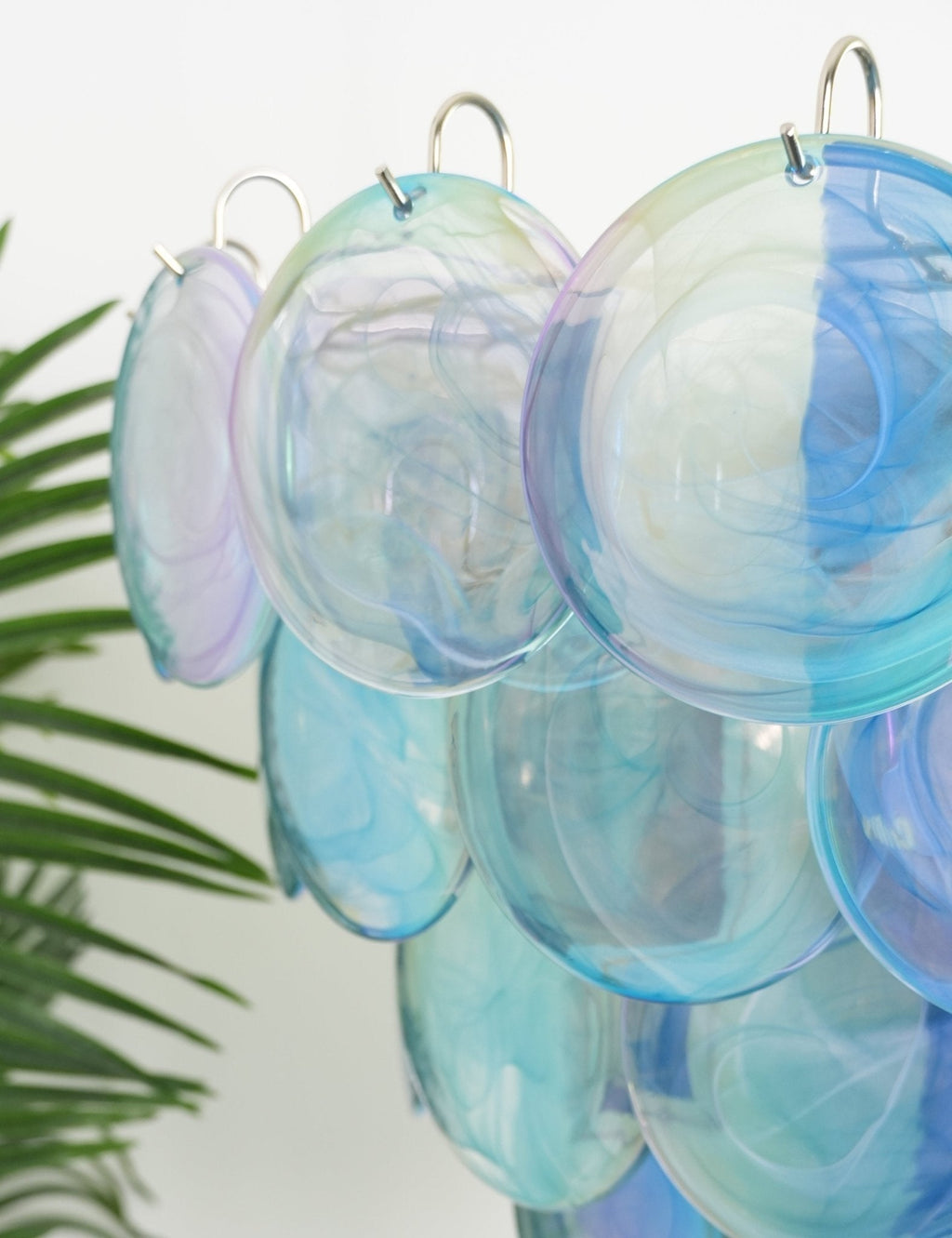 Blue Murano Glass Disc Chandelier