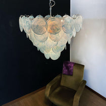 Blue Murano Glass Disc Chandelier