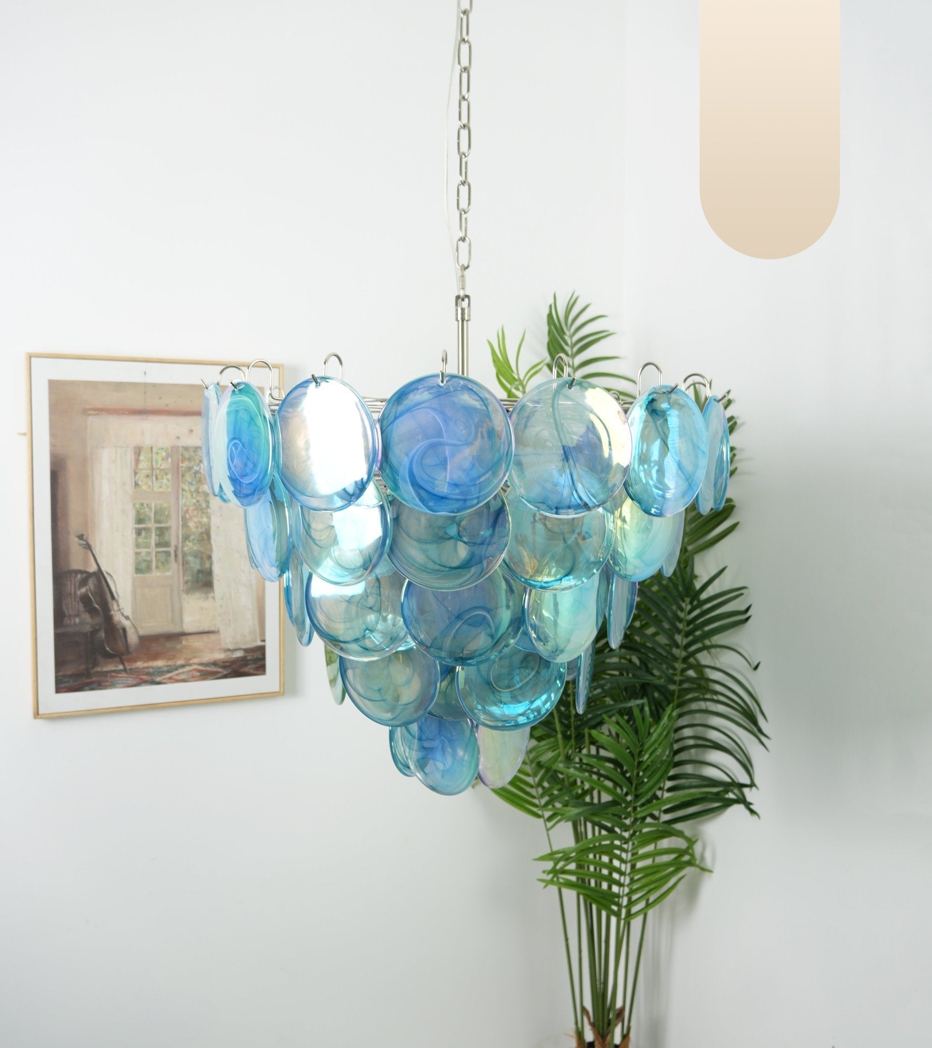 Blue Murano Glass Disc Chandelier
