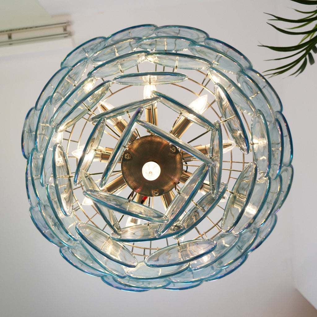 Blue Murano Glass Disc Chandelier