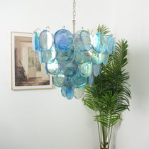 Blue Murano Glass Disc Chandelier