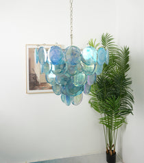 Blue Murano Glass Disc Chandelier