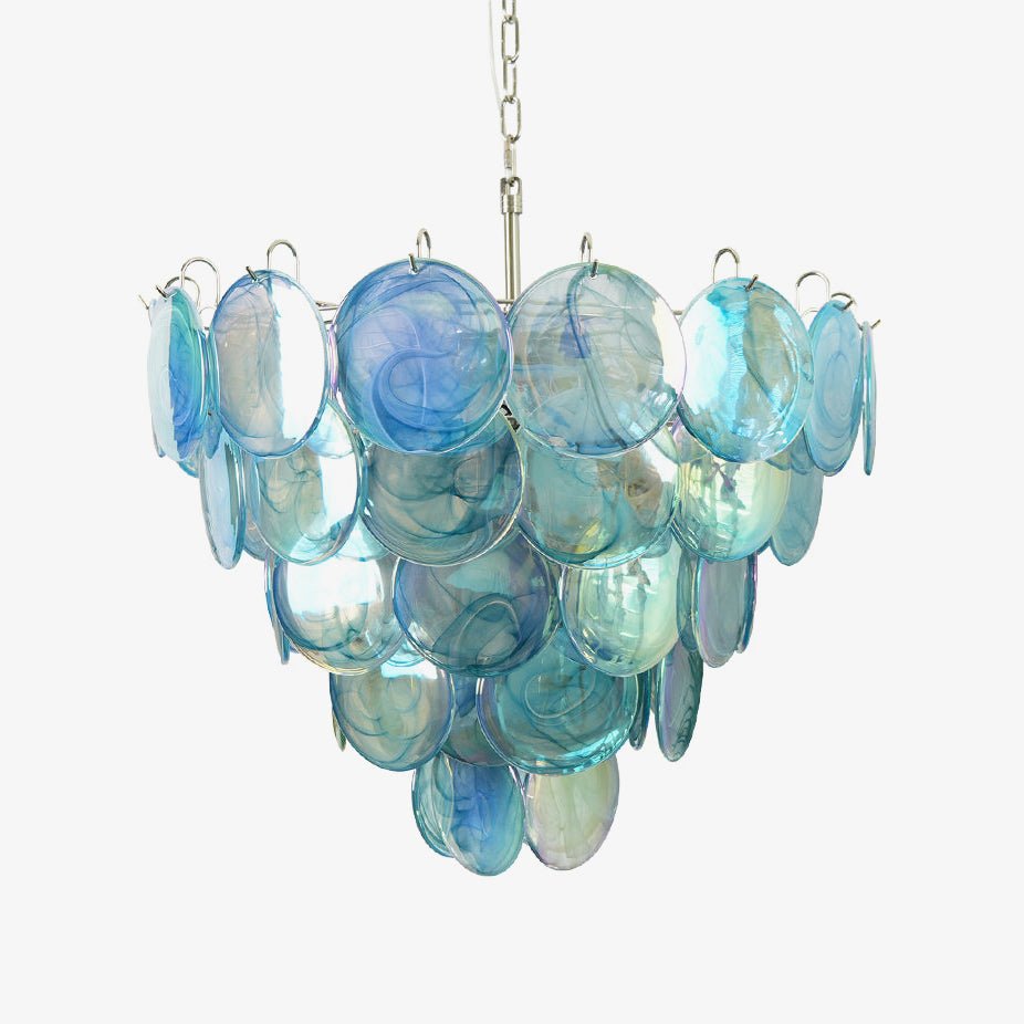 Blue Murano Glass Disc Chandelier