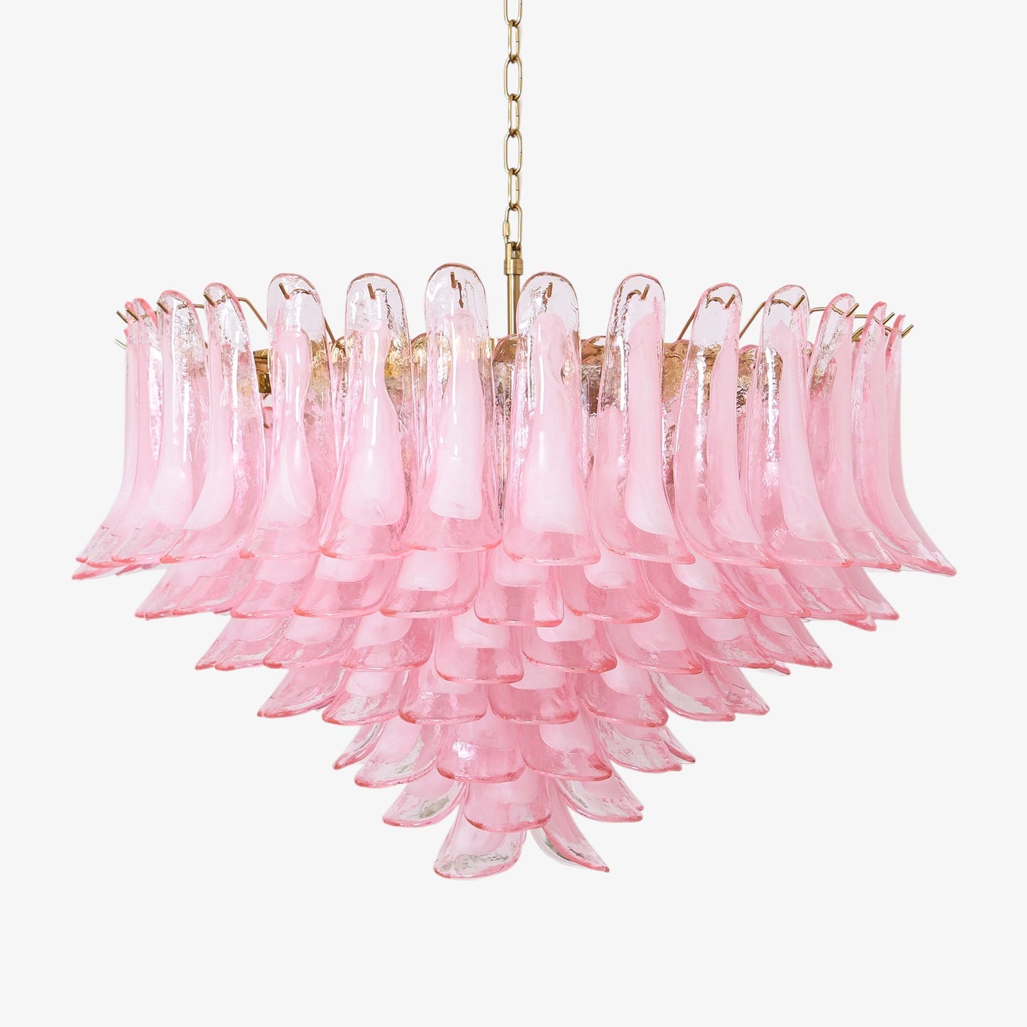 Contemporary Blush Pink Glass Murano Chandelier - CasaraHouse