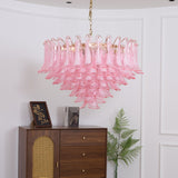 Contemporary Blush Pink Glass Murano Chandelier - CasaraHouse