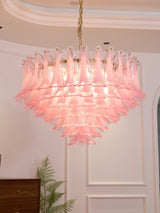 Contemporary Blush Pink Glass Murano Chandelier - CasaraHouse