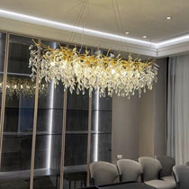 French Branch Elegant Crystal Leaves Chandelier
