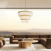 Glacera Alabaster 3 Tier Chandelier 35''D