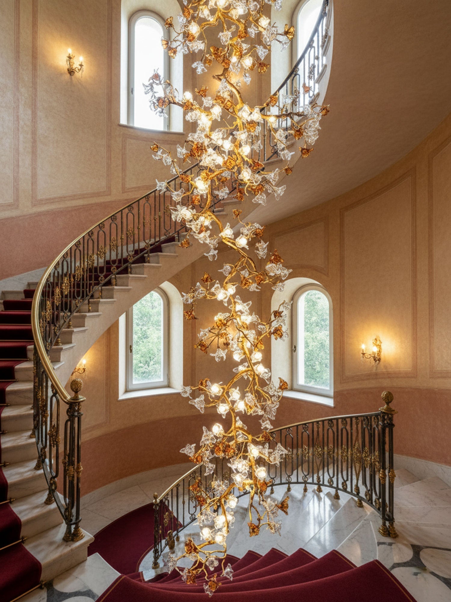 Brass Maple Branch Chandelier