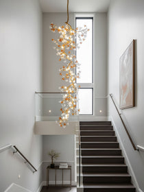 Brass Maple Branch Chandelier