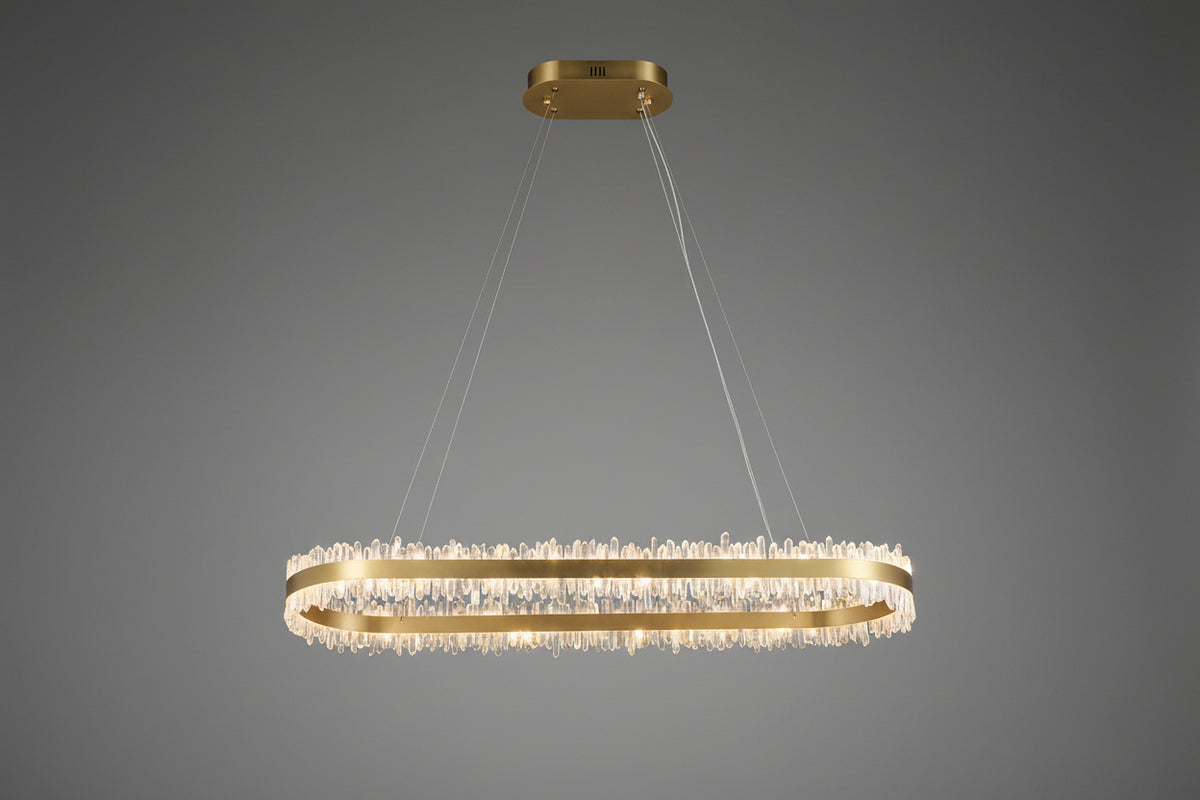 Modern 47 Inch Linear Chandelier Modern Quartz Crystal Chandelier for Dining Room - CasaraHouse