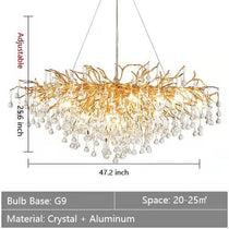 Raindrop Crystal Stunning Tree Branch Crystal Chandelier For Living Dining Room