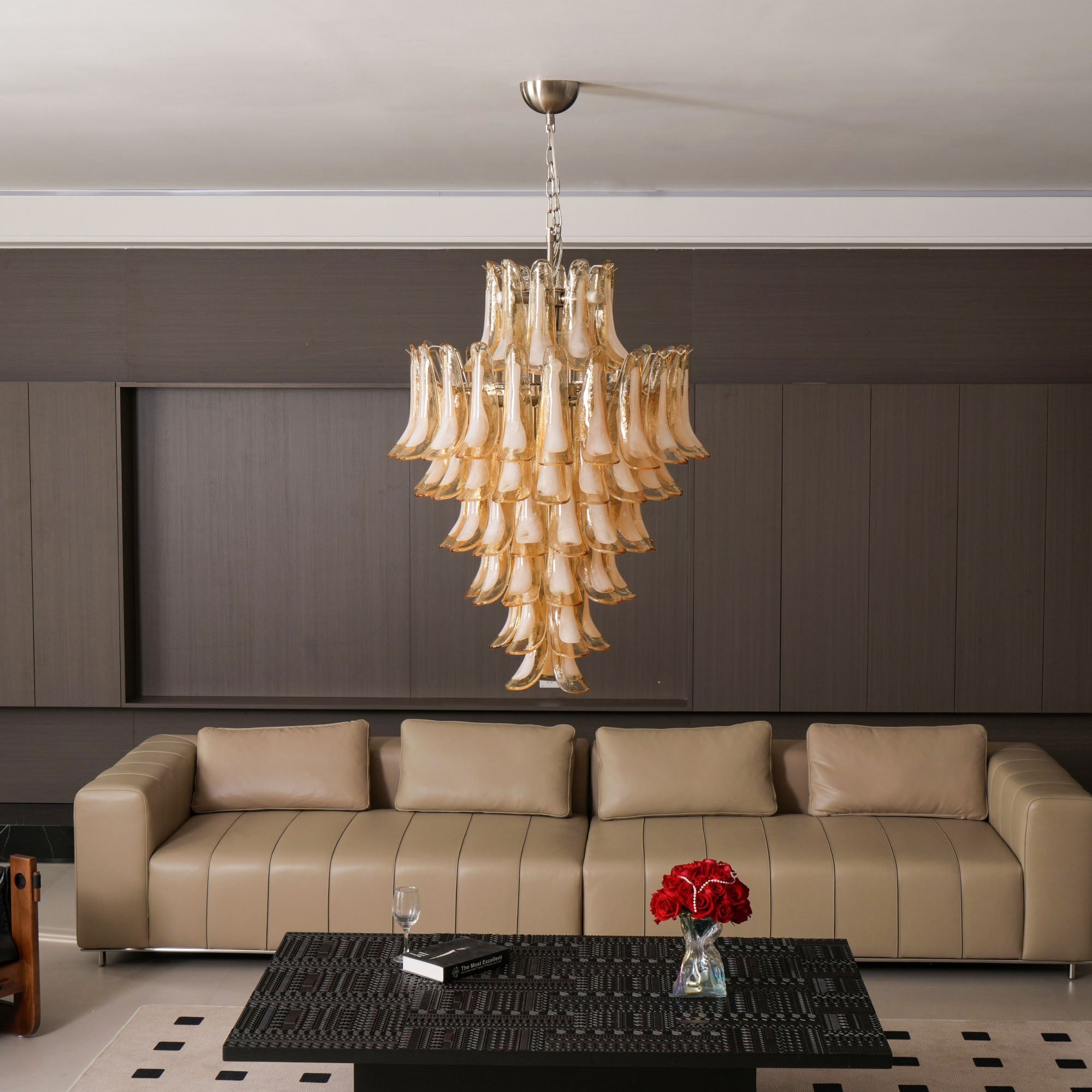 Designer Amber Cloud Murano Glass Petals Chandelier - CasaraHouse