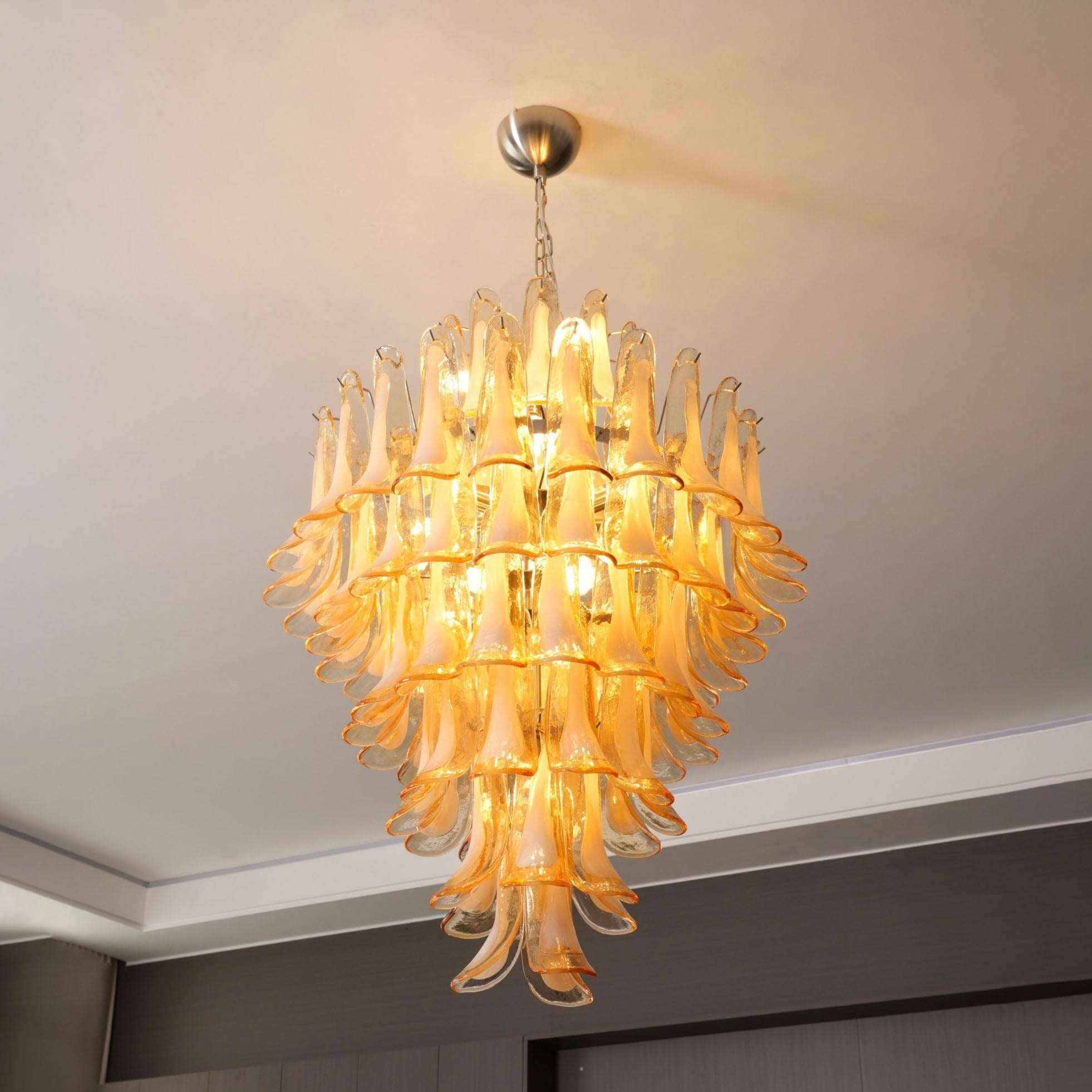 Designer Amber Cloud Murano Glass Petals Chandelier - CasaraHouse