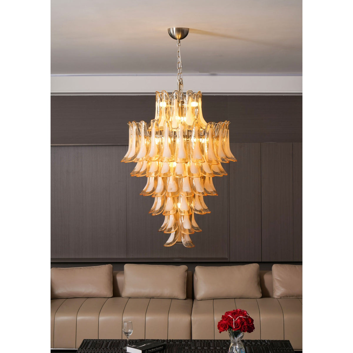 Caramello Murano Glass Petal Chandelier