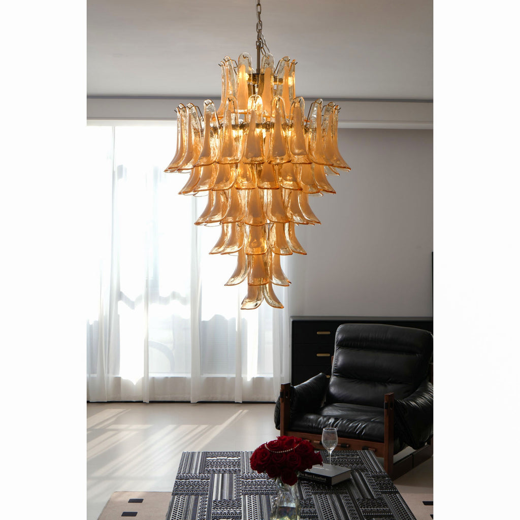 Designer Amber Cloud Murano Glass Petals Chandelier - CasaraHouse
