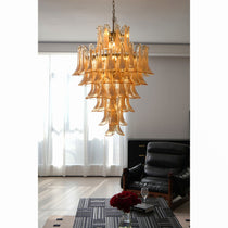 Designer Amber Cloud Murano Glass Petals Chandelier - CasaraHouse