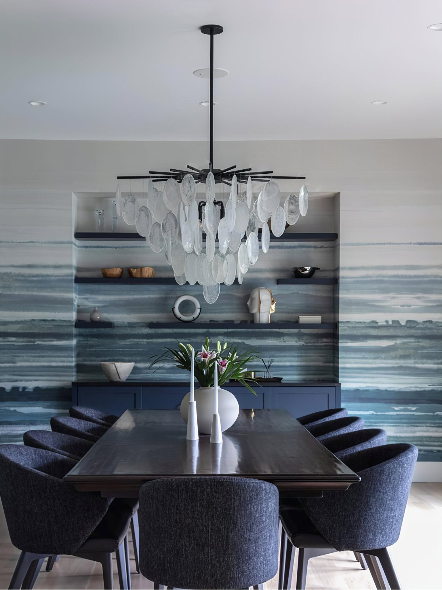 Luxury Cascading Selenite Disc Chandelier