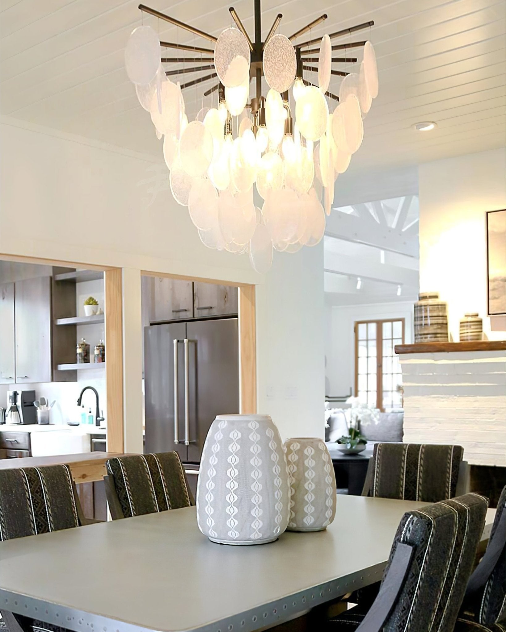 Luxury Cascading Selenite Disc Chandelier