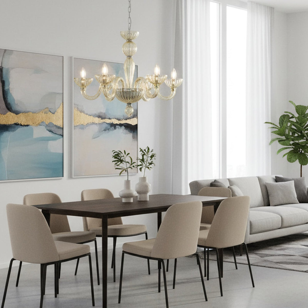 Champagne Ares Murano Glass Chandelier