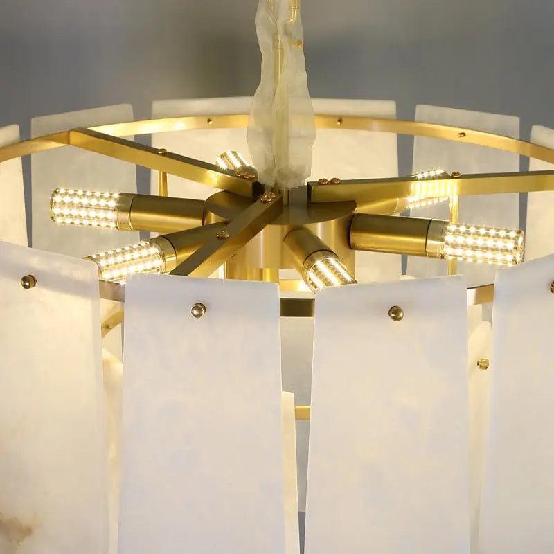 Alabaster Flake Brass Multi-Layer Chandelier Lamp