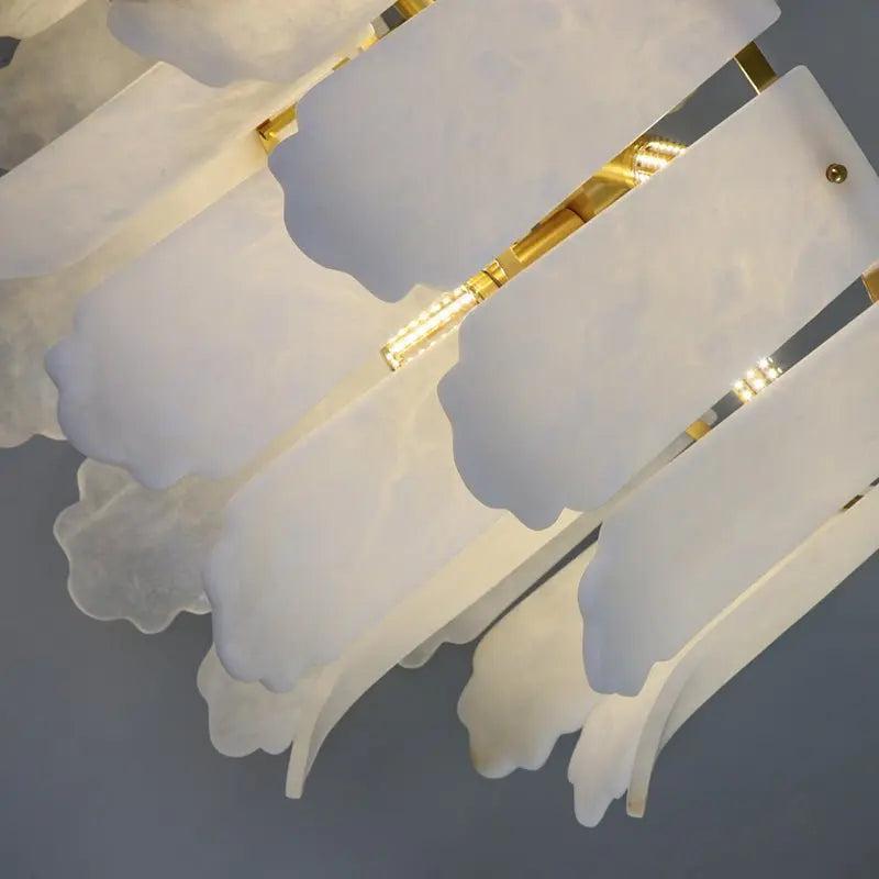 Alabaster Flake Brass Multi-Layer Chandelier Lamp