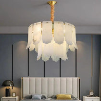 Alabaster Flake Brass Multi-Layer Chandelier Lamp